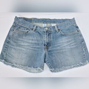 Lucky Brand Dungarees Light Wash Denim Jean Shorts with Frayed Hem- 10/30